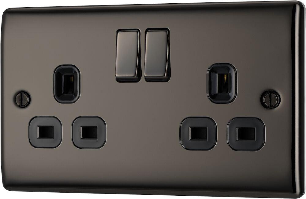 Nexus Metal Double Switched 13A Power Socket - Prisma Lighting