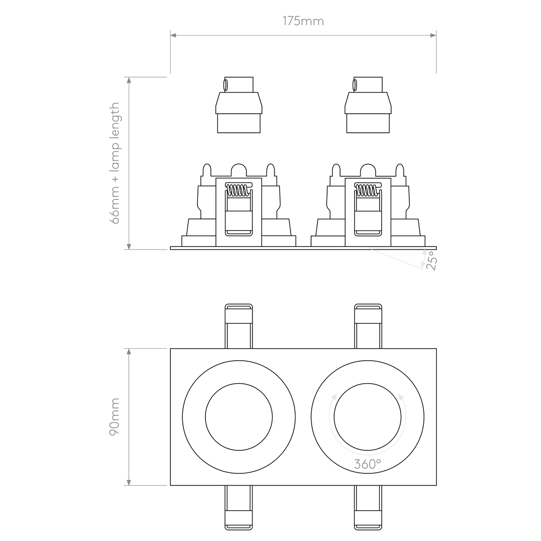 Image of Astro Pinhole Square Twin Adjustable, supplied by Prisma Lighting