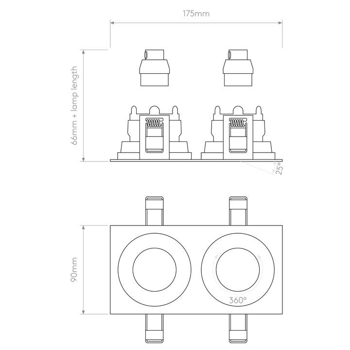 Image of Astro Pinhole Square Twin Adjustable, supplied by Prisma Lighting