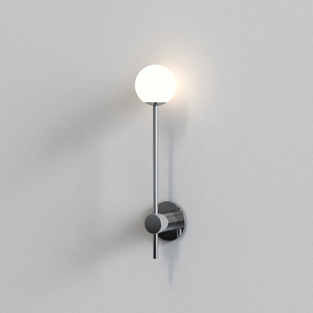 Astro Orb Single wall light in Matt Black, frosted orb shade