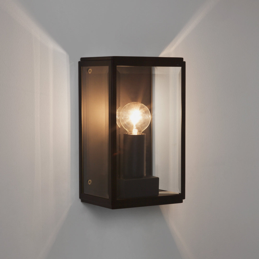 Astro Homefield 130 Wall Light in Textured Black stainless steel with clear glass panels