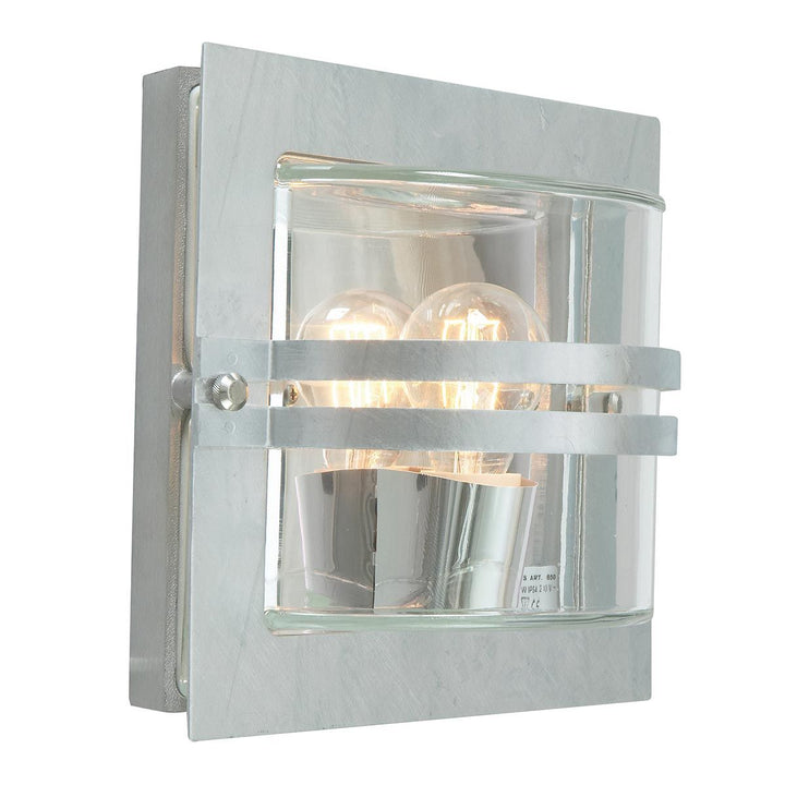 Elstead Lighting Bern 1 Light Wall Lantern - Galvanised With Clear Glass BERN-E27-GAL-C Galvanised