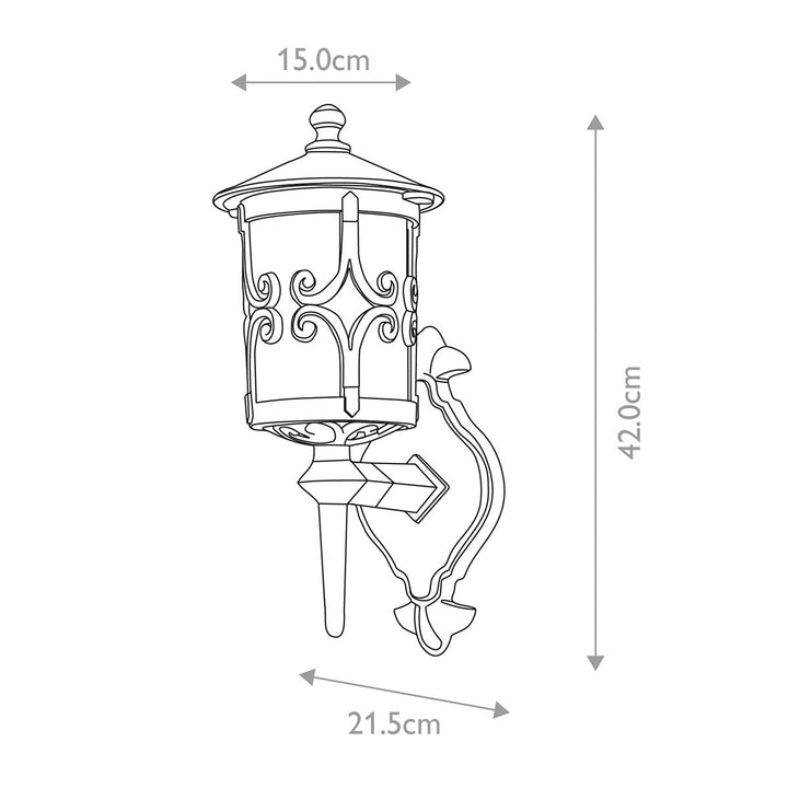 Norlys Hereford 1 Light Wall Lantern BL10-BLACK Black