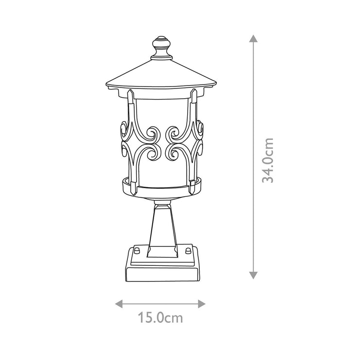 Norlys Hereford 1 Light Pedestal Lantern BL12-BLACK Black