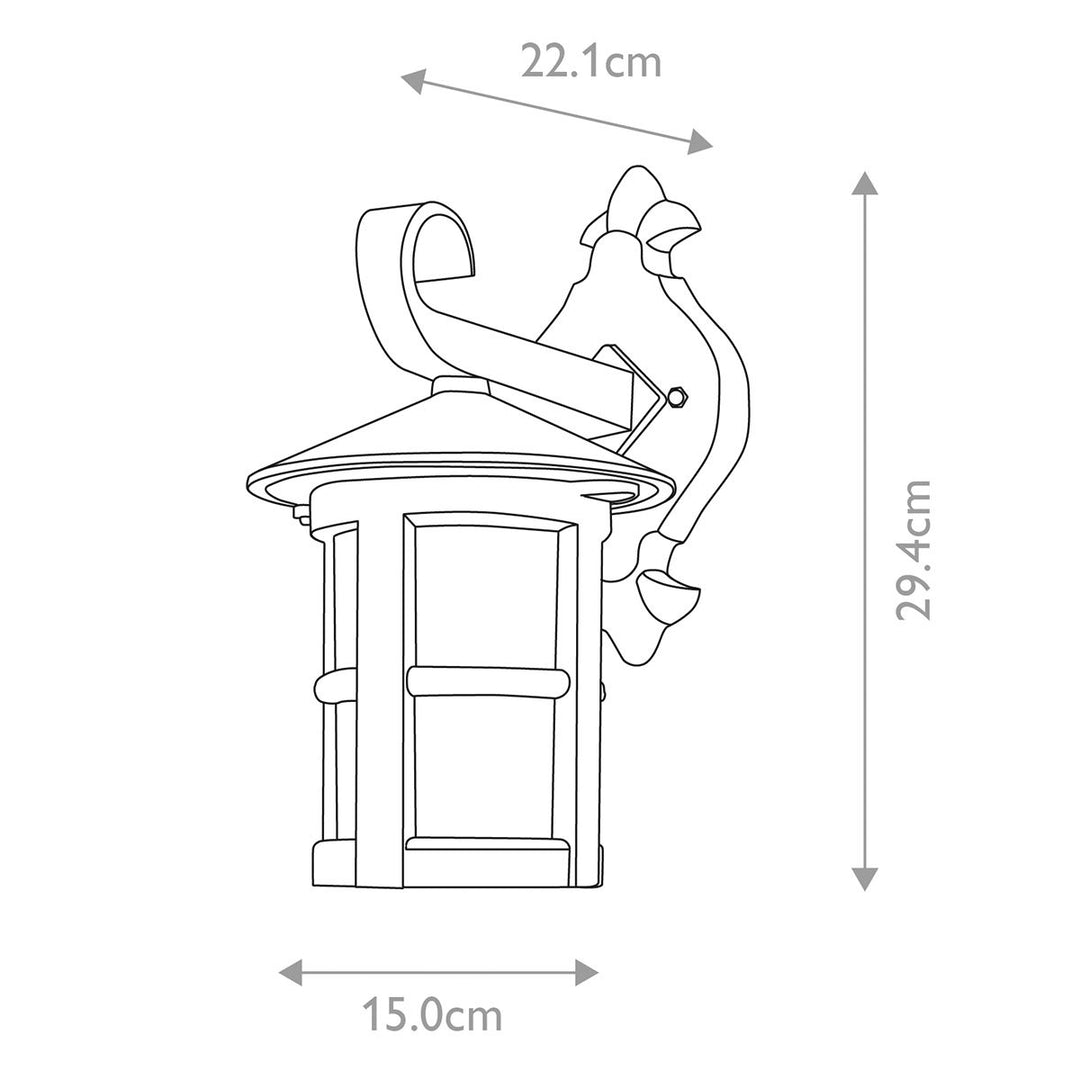 Norlys Hereford 1 Light Wall Down Lantern BL21-BLACK-E27 Black