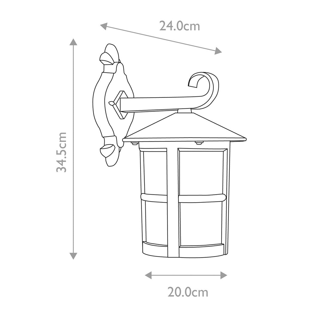 Norlys Hereford 1 Light Large Wall Down Lantern BL21-G-BLACK Black