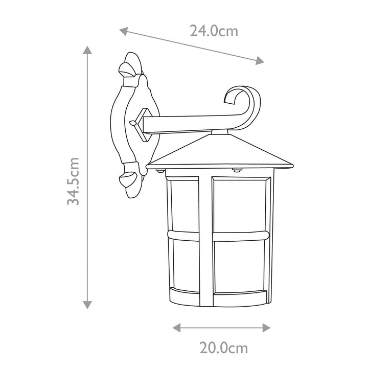 Norlys Hereford 1 Light Large Wall Down Lantern BL21-G-BLACK Black