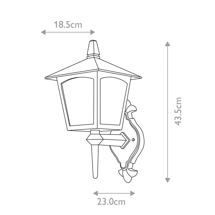 Norlys York 1 Light Wall Up Lantern BL5-BLACK Black