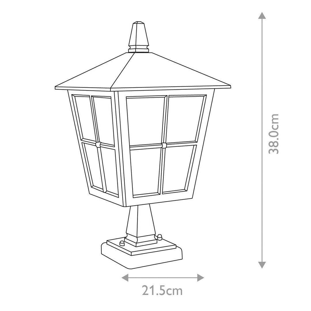 Norlys Canterbury 1 Light Pedestal Lantern BL50M-BLACK Black