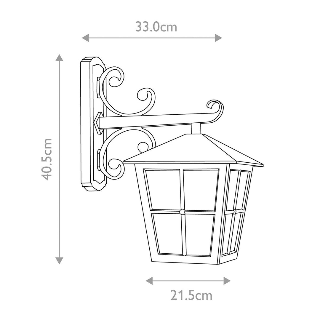 Norlys Canterbury 1 Light Wall Down Lantern BL52M-BLACK Black