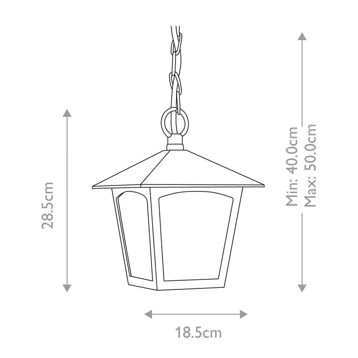 Norlys York 1 Light Porch Chain Lantern BL6B-BLACK Black
