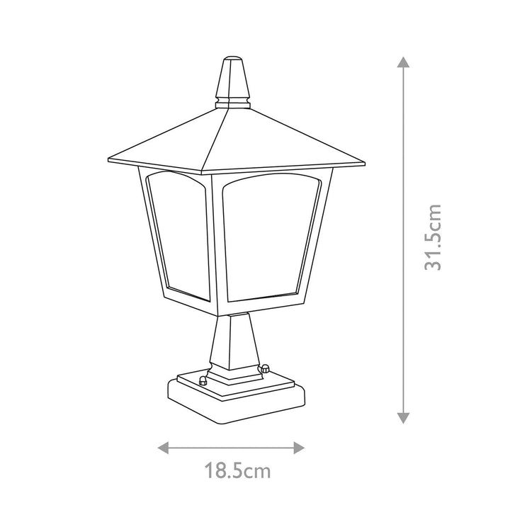 Norlys York 1 Light Pedestal Lantern BL7-BLACK Black