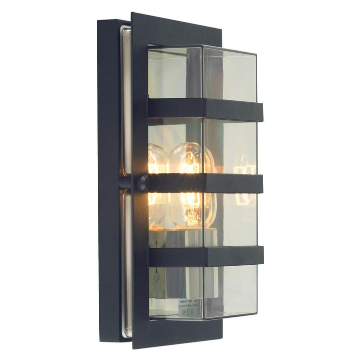 Elstead Lighting Boden 1 Light Wall Light - Black With Clear Polycarbonate BODEN-E27-BLK-C Black