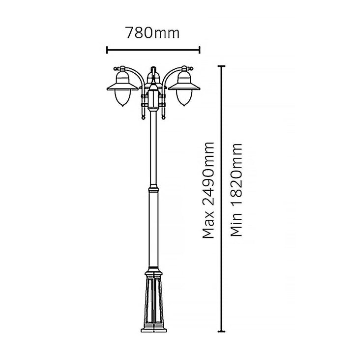 Elstead Lighting Como 3 Light Triple Head Post C7-BLACK Black