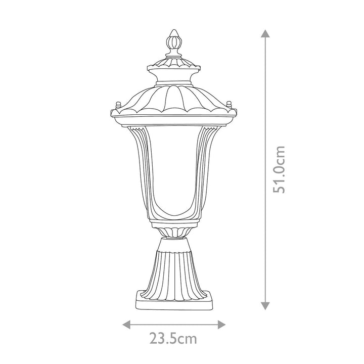 Norlys Chicago 1 Light Small Pedestal Lantern CC3-S-BK Textured Black
