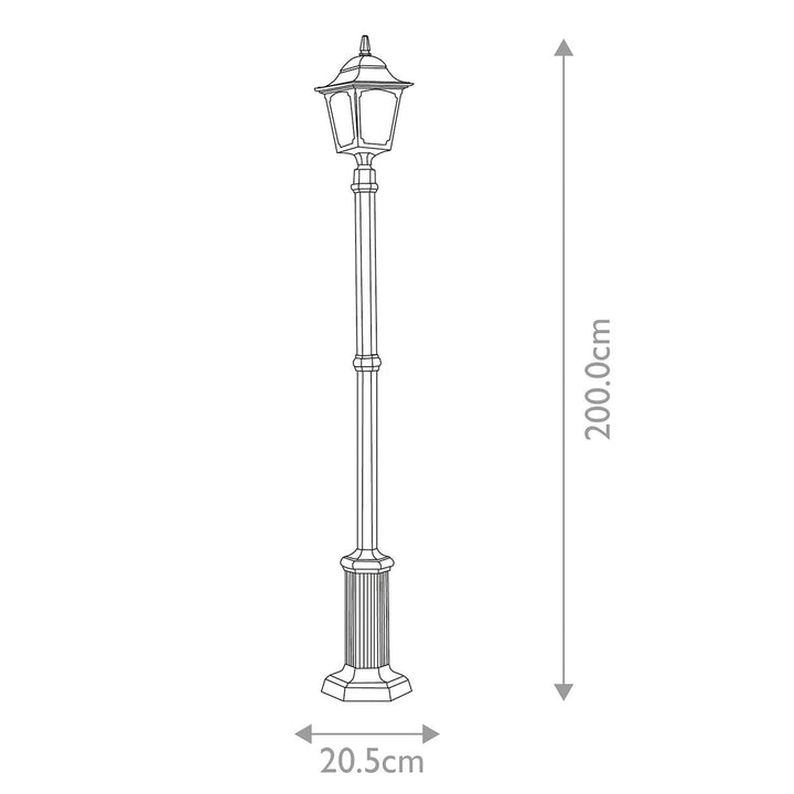 Norlys Chapel 1 Light Lamp Post CP6-BLACK Black
