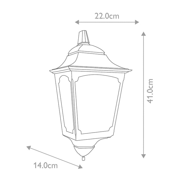 Norlys Chapel 1 Light Half Lantern CP7-2-BLACK Black