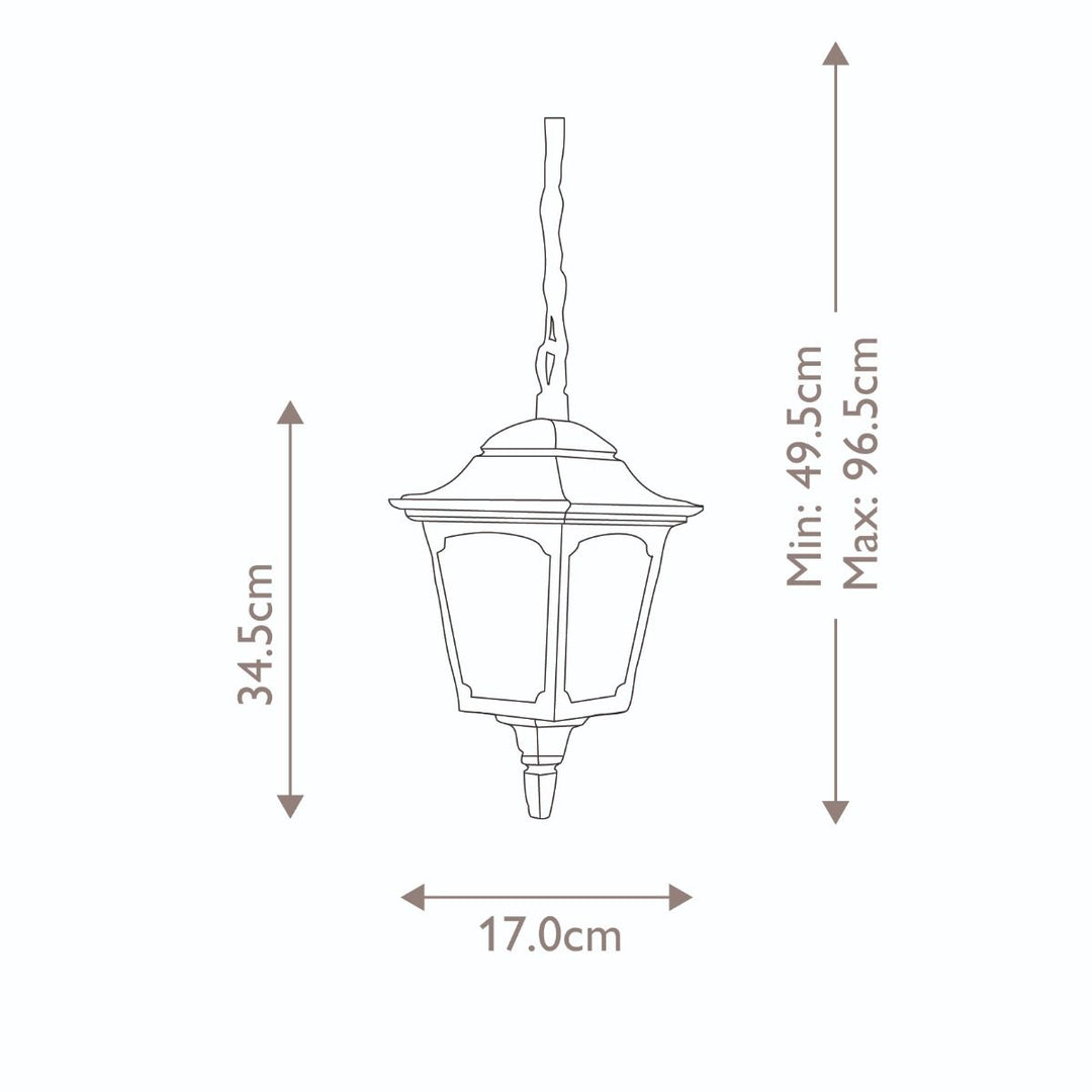 Norlys Chapel 1 Light Mini Chain Lantern CPM9-BLACK Black