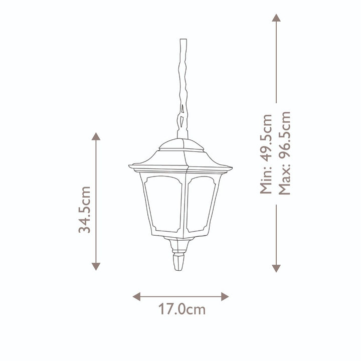 Norlys Chapel 1 Light Mini Chain Lantern CPM9-BLACK Black