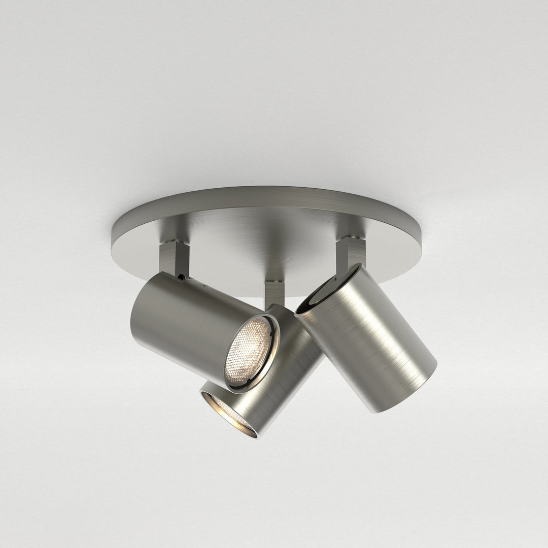 Astro Ascoli Triple Round Spotlight in Matt Black, Matt Nickel, Textured White, and Bronze – Adjustable Ceiling Fixture