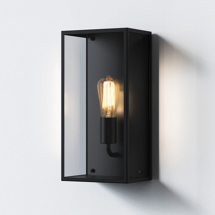 Astro Messina 200 wall light in Textured Black with clear glass diffuser