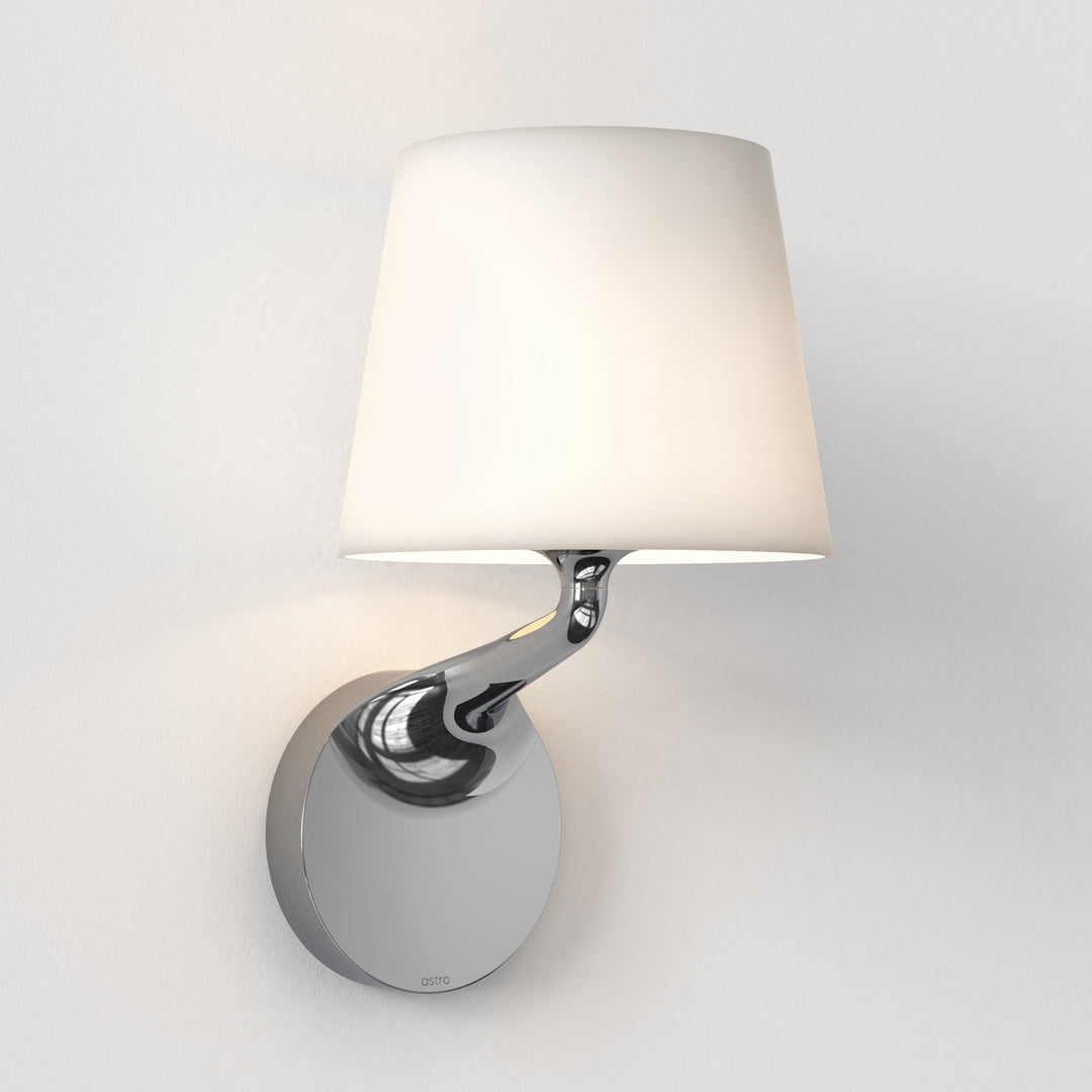 Astro Millie wall light in Polished Chrome with opal glass shade