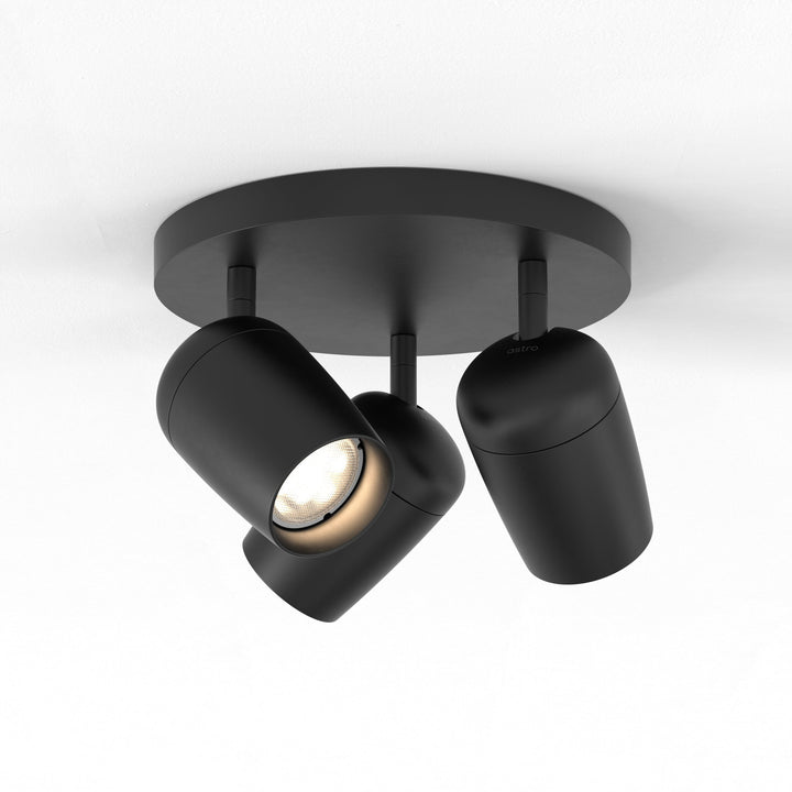Astro Koto Triple Round Spotlight in Matt Black