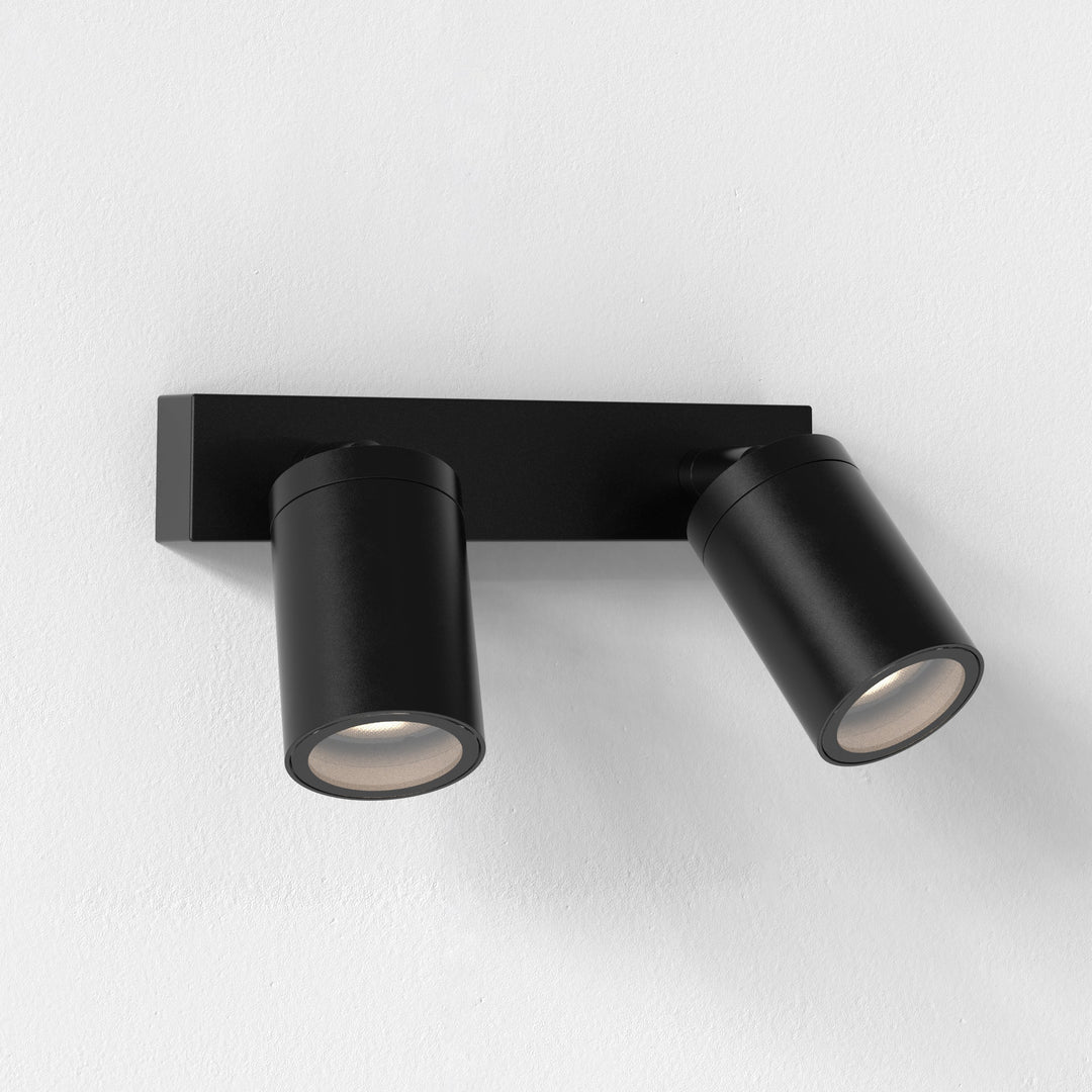 Astro Dartmouth Twin Spot Wall Light in Textured Black with dual adjustable GU10 heads