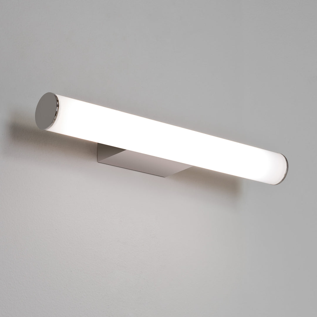 Astro Dio LED Wall Light in polished chrome, 341 mm width, frosted polycarbonate diffuser
