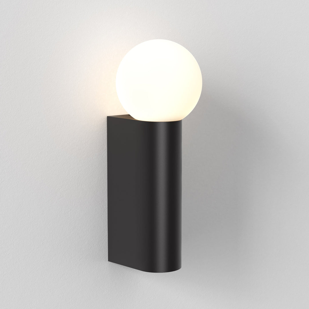 Astro Ortona Single wall light in Matt Black with opal glass globe