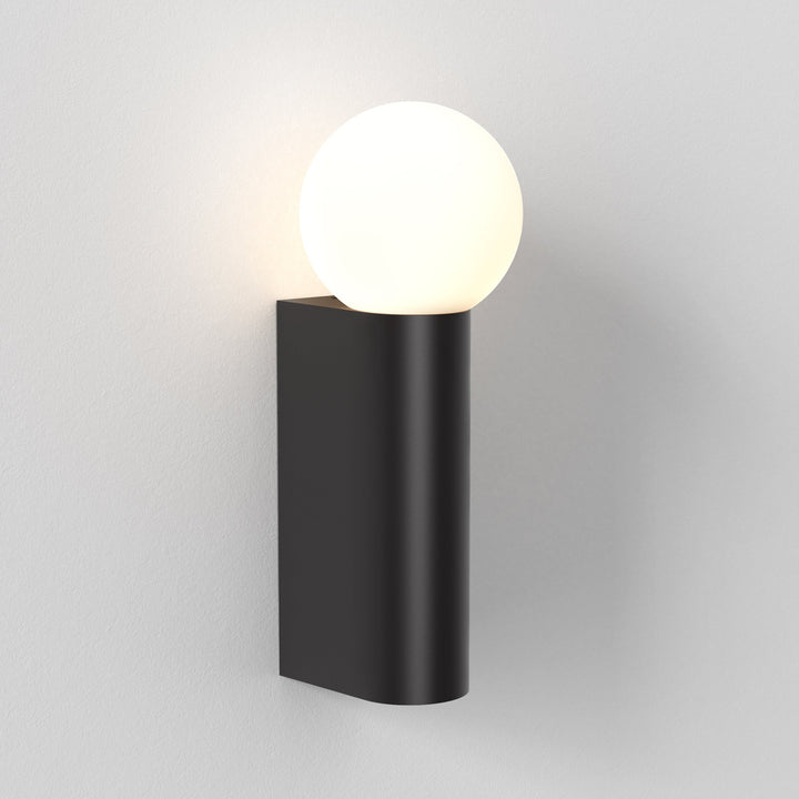 Astro Ortona Single wall light in Matt Black with opal glass globe