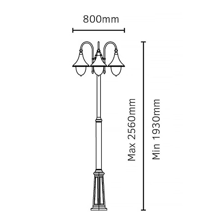 Elstead Lighting Firenze 3 Light Lamp Post F7-BLACK Black