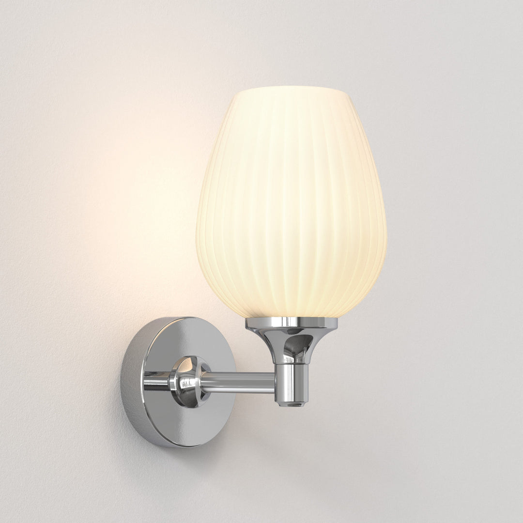 Astro Liberty Wall Light in Polished Chrome with ribbed glass shade