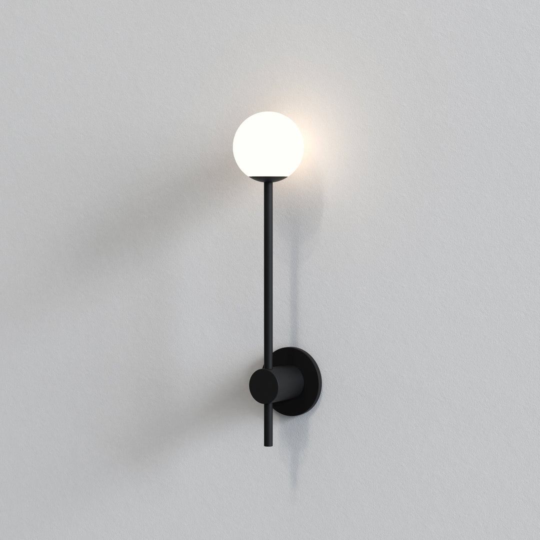 Astro Orb Single wall light in Polished Chrome, opal glass orb