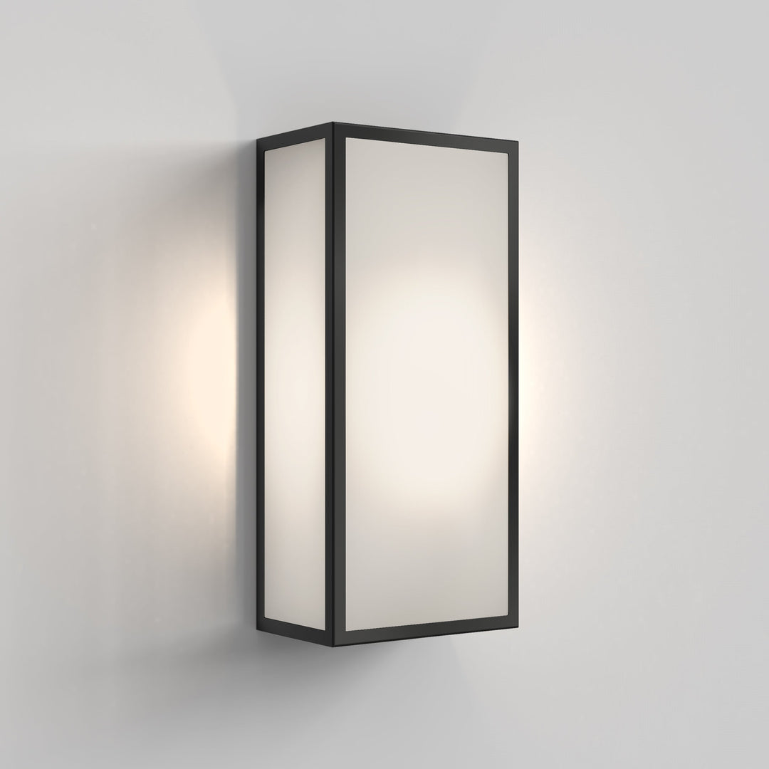 Astro Messina 160 Frosted II wall light in Textured Black finish