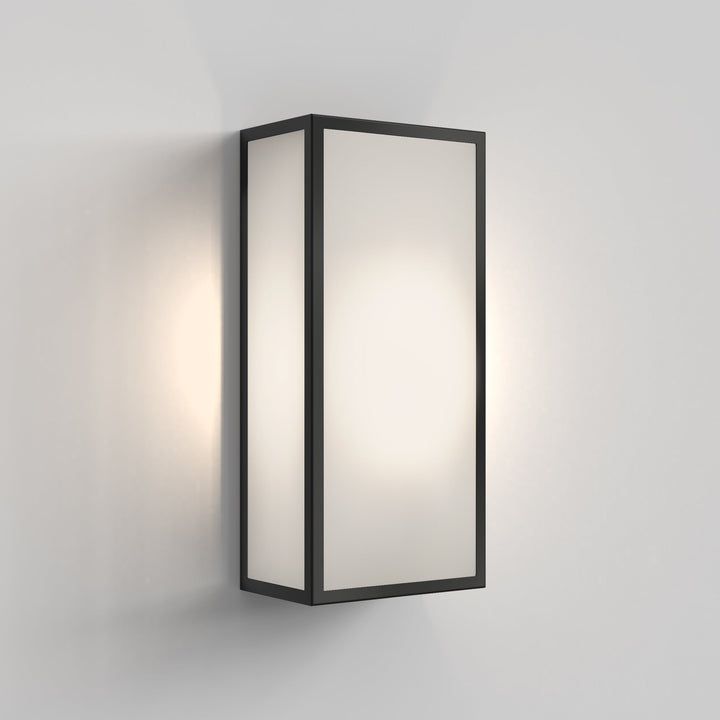 Astro Messina 160 Frosted II wall light in Textured Black finish