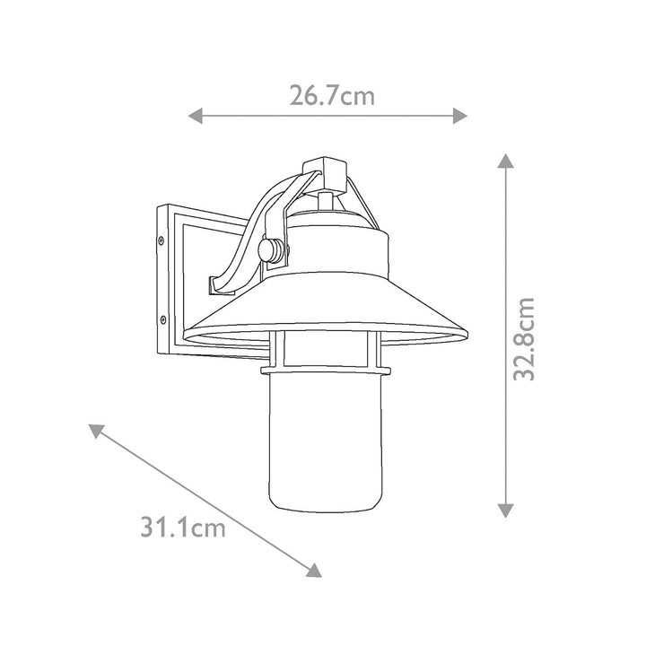 Norlys Boynton 1 Light Medium Wall Lantern FE-BOYNTON2-M Painted Brushed Steel
