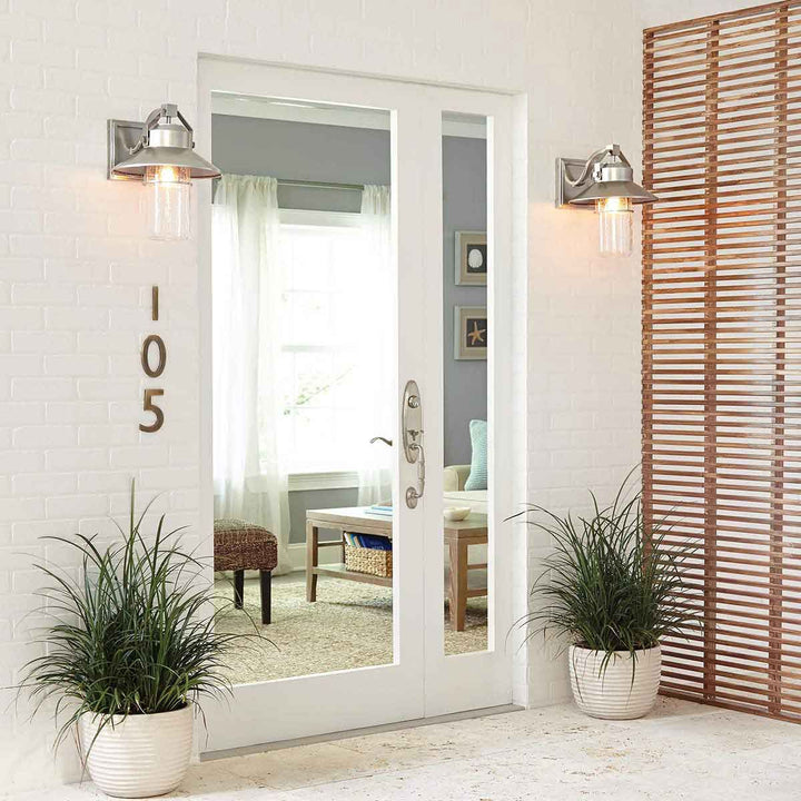 Norlys Boynton 1 Light Small Wall Lantern FE-BOYNTON2-S Painted Brushed Steel