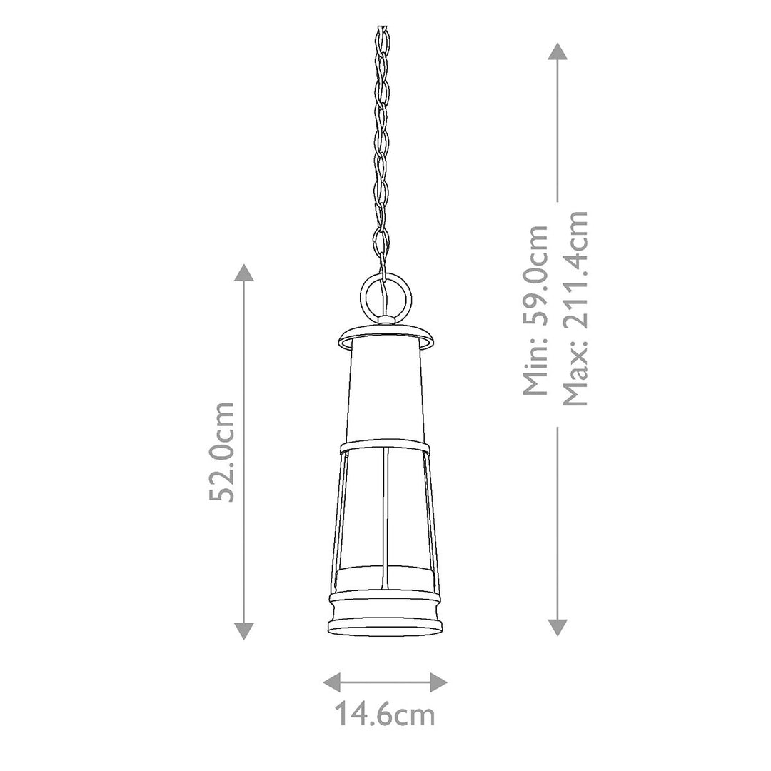 Norlys Chelsea Harbor 1 Light Chain Lantern FE-CHELSEAHBR8 Storm Cloud