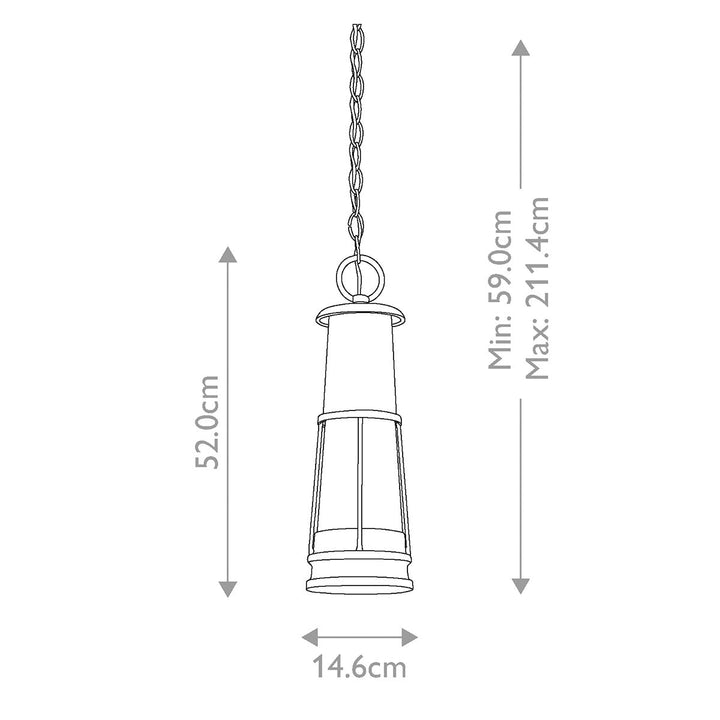Norlys Chelsea Harbor 1 Light Chain Lantern FE-CHELSEAHBR8 Storm Cloud