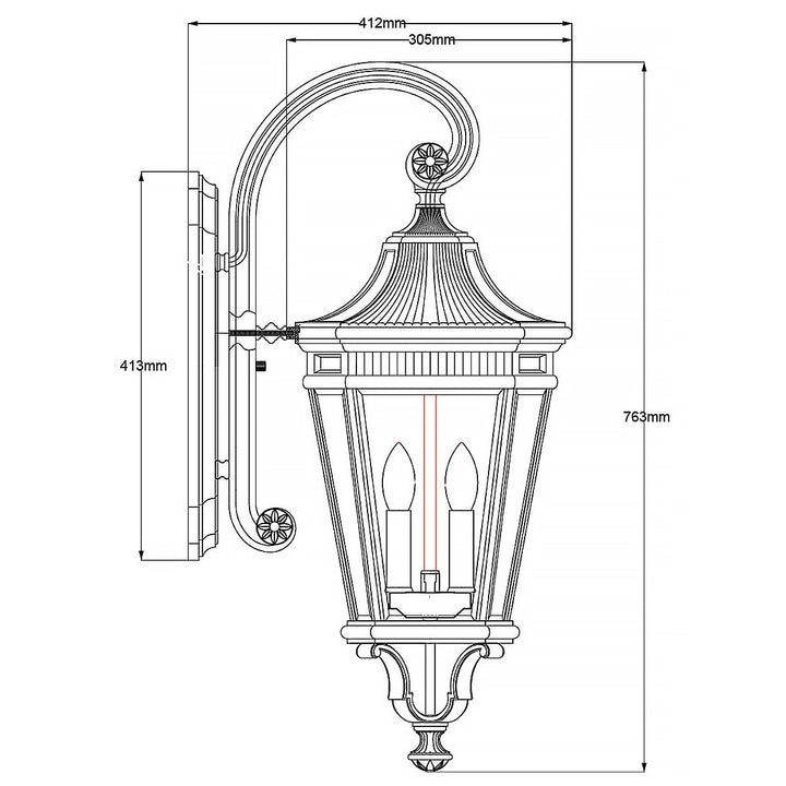 Norlys Cotswold Lane 3 Light Large Wall Lantern FE-COTSLN2-L-BK Black
