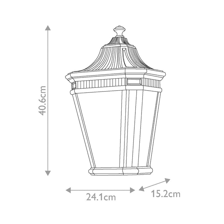Norlys Cotswold Lane 2 Light Half Wall Lantern FE-COTSLN7-BK Black