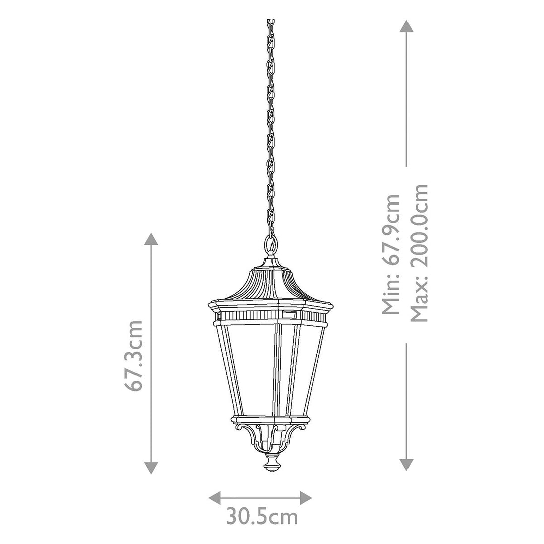 Norlys Cotswold Lane 3 Light Large Chain Lantern FE-COTSLN8-L-BK Black