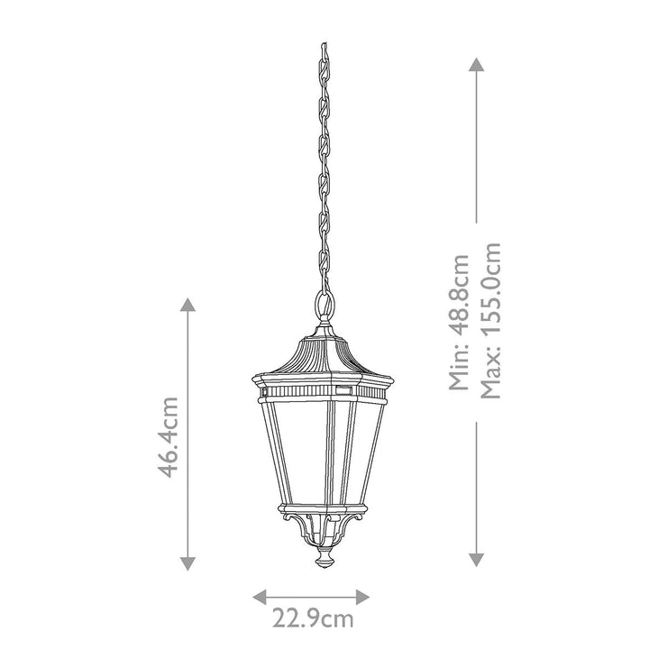 Norlys Cotswold Lane 2 Light Medium Chain Lantern FE-COTSLN8-M-BK Black