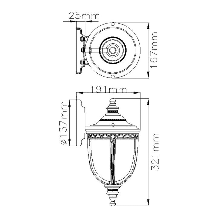 Norlys English Bridle 1 Light Small Wall Lantern FE-EB2-S-BRB British Bronze