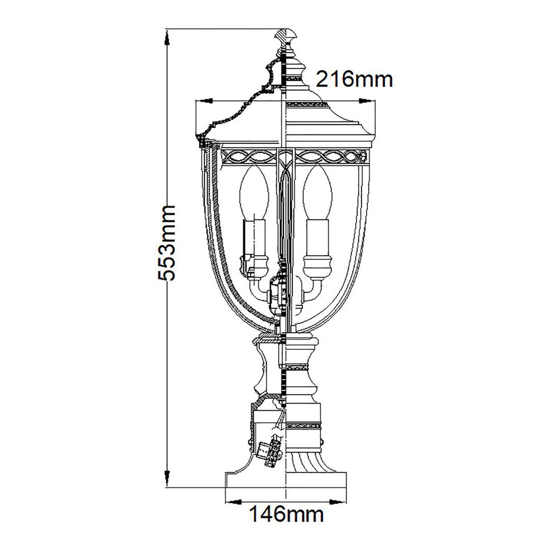 Norlys English Bridle 3 Light Medium Pedestal FE-EB3-M-BRB British Bronze