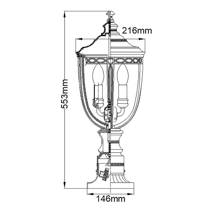 Norlys English Bridle 3 Light Medium Pedestal FE-EB3-M-BRB British Bronze