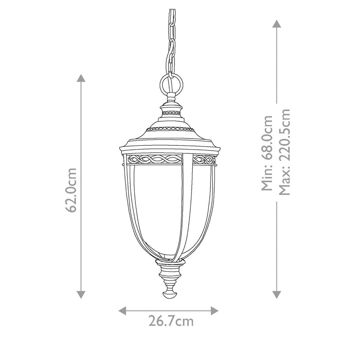Norlys English Bridle 3 Light Large Chain Lantern FE-EB8-L-BLK Black