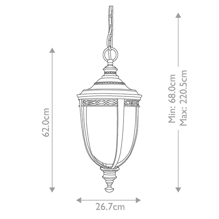 Norlys English Bridle 3 Light Large Chain Lantern FE-EB8-L-BLK Black