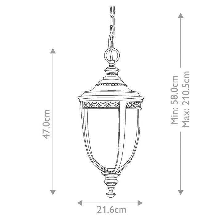 Norlys English Bridle 3 Light Medium Chain Lantern FE-EB8-M-BLK Black